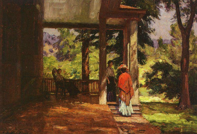 Theodore Clement Steele Woman on the Porch Norge oil painting art